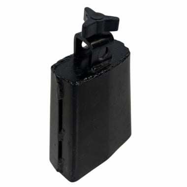 Unbranded cowbell component for drum kit, black metal piece.