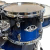 Pearl Export snare drum from Drummers Only, blue finish with chrome hardware.