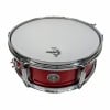 Red Gretsch Catalina snare drum with chrome hardware and white drumhead.