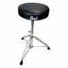 Pearl drum throne with black cushioned seat and chrome stand.