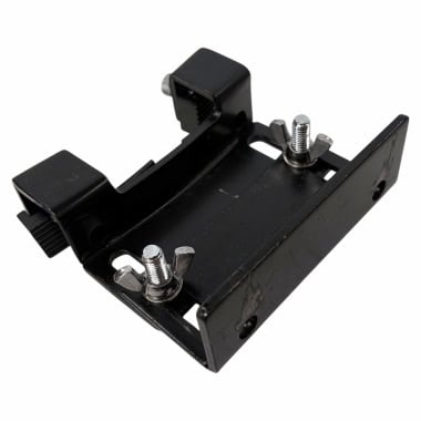 Drum riser mounting bracket for bass drums and percussion equipment.