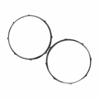 Pair of Sonor 14-inch snare drum hoops for drum replacement.
