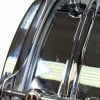 Close-up of Tama SLP Super Aluminium 14x5in snare drum with chrome finish.