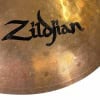 Close-up of Zildjian ZBT 18in crash cymbal with logo visible.