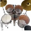 Pearl Export drum kit with cymbals and drumsticks for drumming performance.