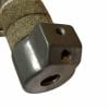 Close-up of DW Hi-hat clutch for drum cymbals.