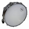 Custom snare drum with chrome hardware and white drumhead for professional drumming.