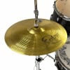 Close-up of a golden cymbal on a drum kit at Drummers Only.