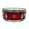 Red Gretsch Catalina snare drum with chrome hardware and logo.