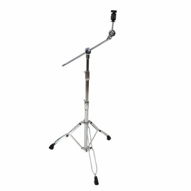 Drum boom stand for cymbals and accessories, chrome finish, adjustable height.