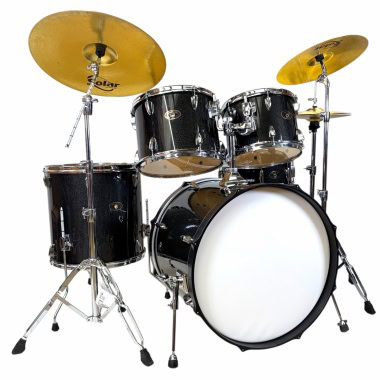 Black Tama Imperial Star drum kit with cymbals and hardware.