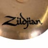 Close-up of Zildjian logo on 18-inch China cymbal for drumming.