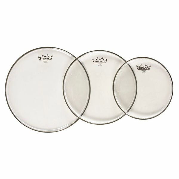 Remo drum practice heads trio on white background.