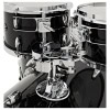 Black drum shells with chrome hardware and mounting hardware.