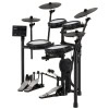 Electronic drum kit with cymbals, pads, and electronic module for drummers.