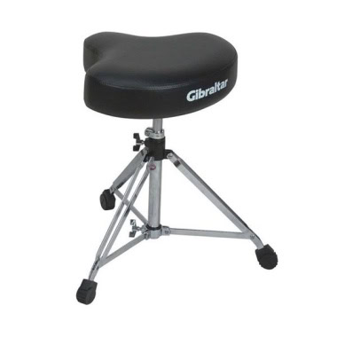Drum throne seat for drummers, adjustable height, Gibraltar brand, comfortable and durable.