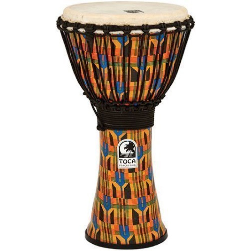 Toca 9in Synergy Freestyle Djembe, Rope Tuned, Kente Cloth 4